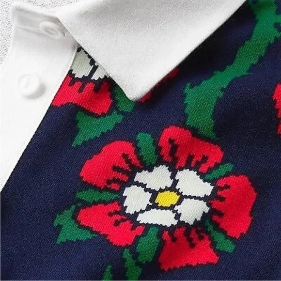 💫HP‼️💫 NWOT ROWING BLAZERS x Target Rose Print Rugby Shirt, Nvy/Red/Grn/Wht, XXS - Picture 2 of 7